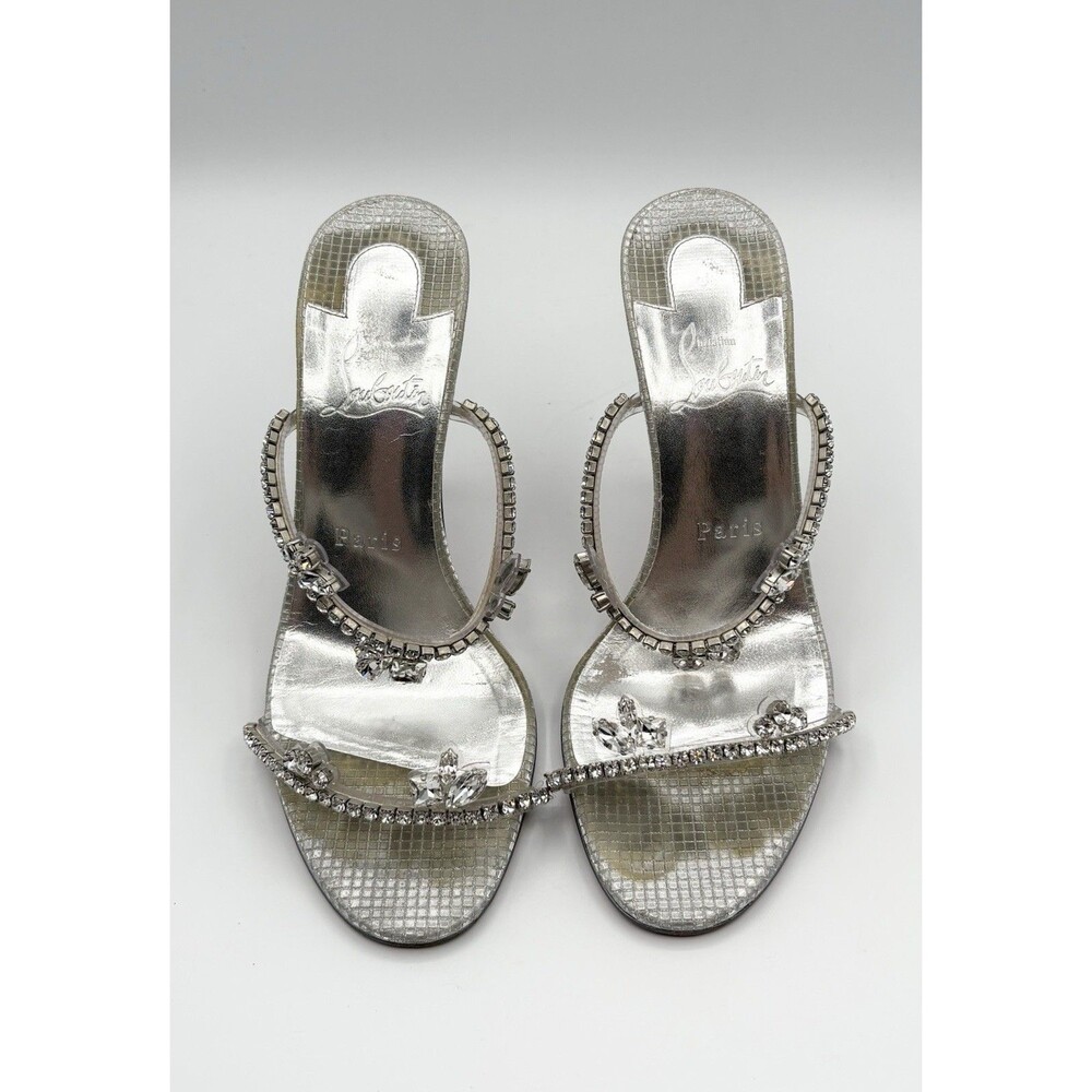 Christian Louboutin Silver Crystal Embellished Stiletto Sandals - Picture 4 of 15